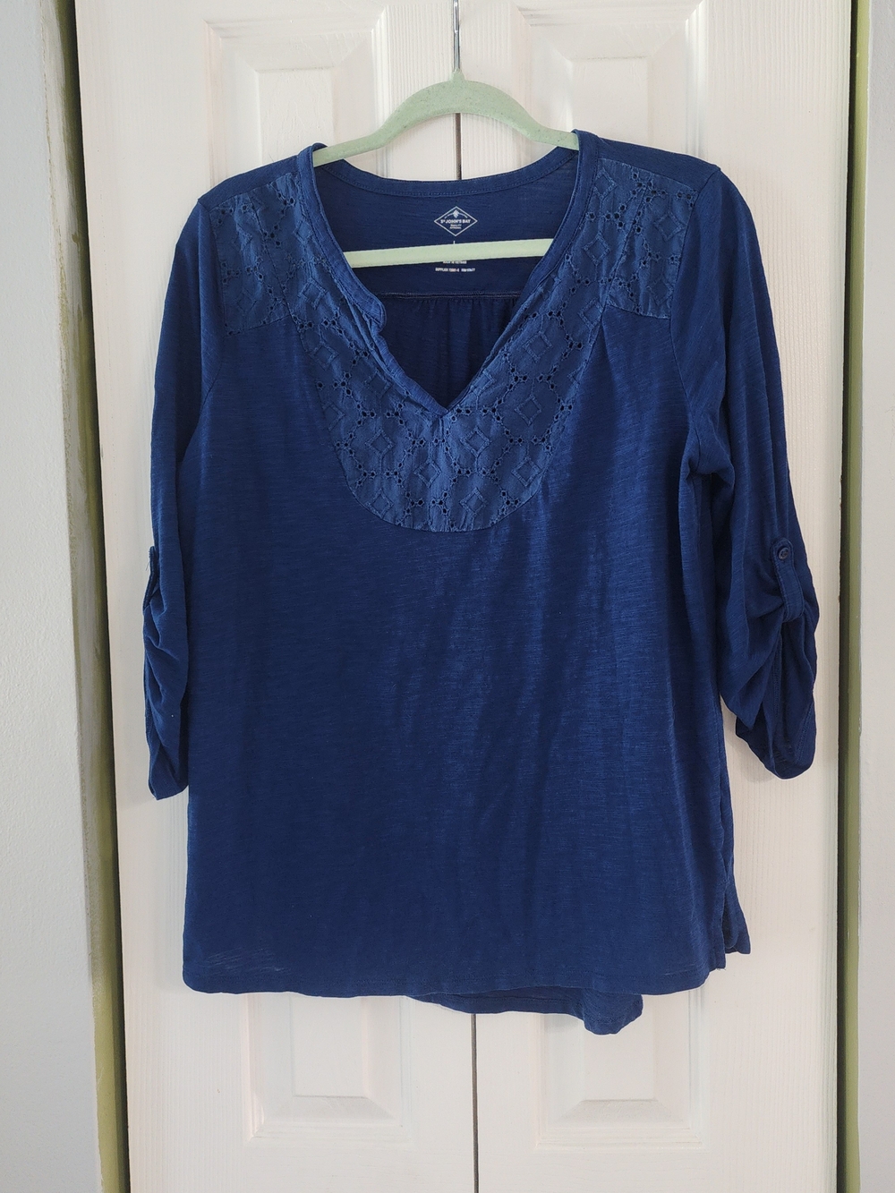 St. John's Bay Deep Blue Eyelet V-Neck Tunic